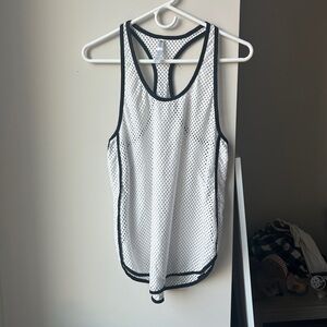 Fabletica White and Black Mesh Tank Top Medium